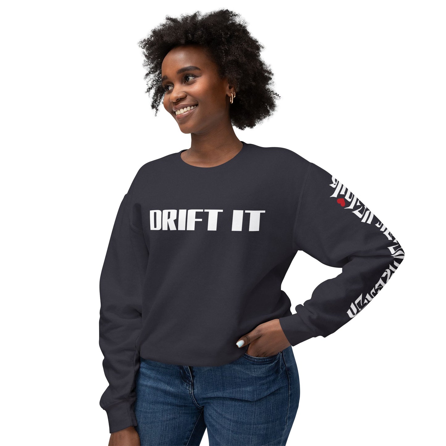 Drift It Unisex Lightweight Crewneck Sweatshirt (Left Sleeve Logo)